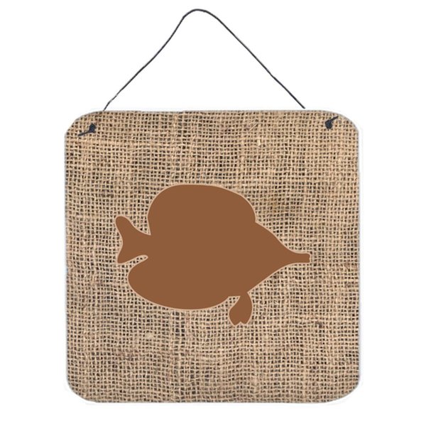 Micasa Fish Tang Fish Burlap And Brown Aluminium Metal Wall Or Door Hanging Prints MI237050